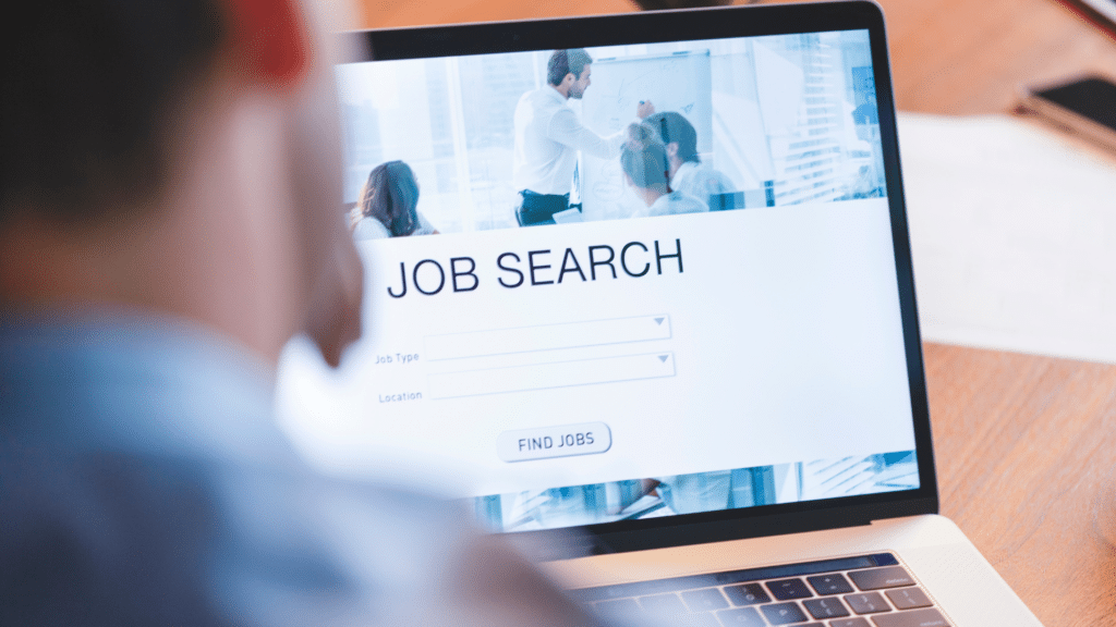 Screenshot of laptop looking at job search