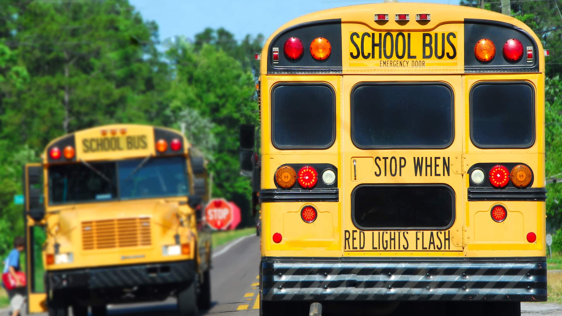 school bus picking up kids